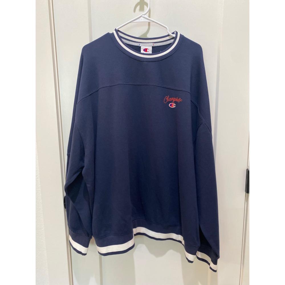Champion Mens Double Rib Crewneck Sweatshirt Navy Blue XL CPM253FC04014‎ NWT
